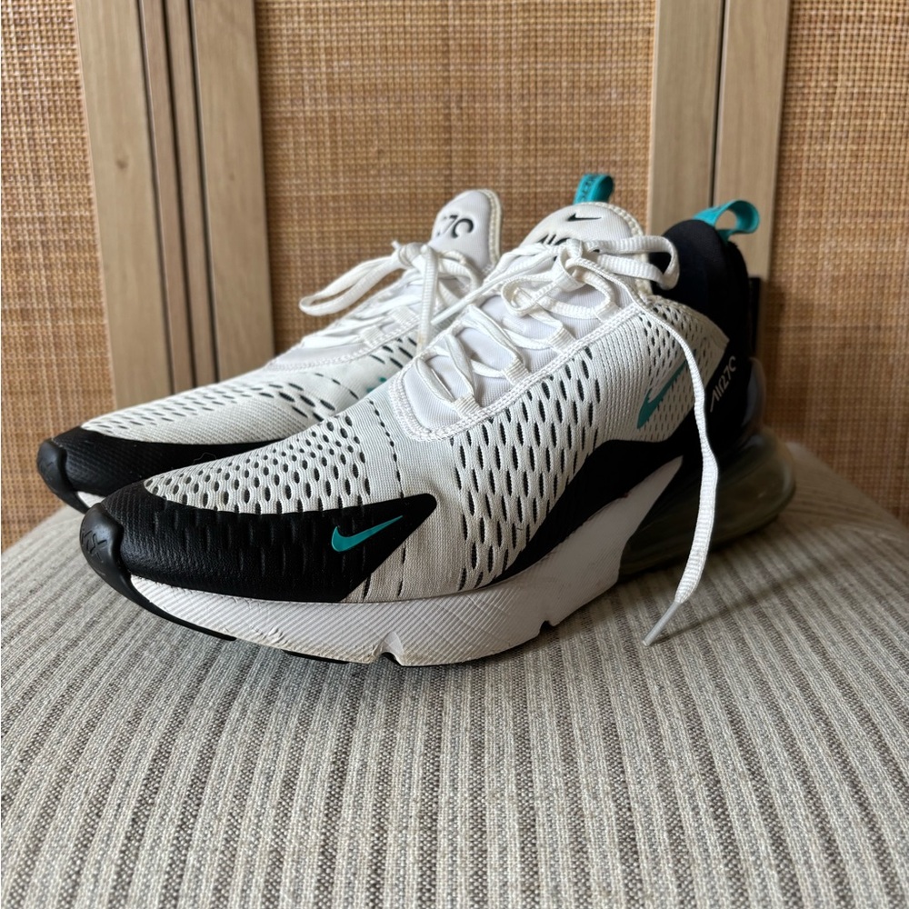 Nike Air Max 270 White and Black with Teal Accents
